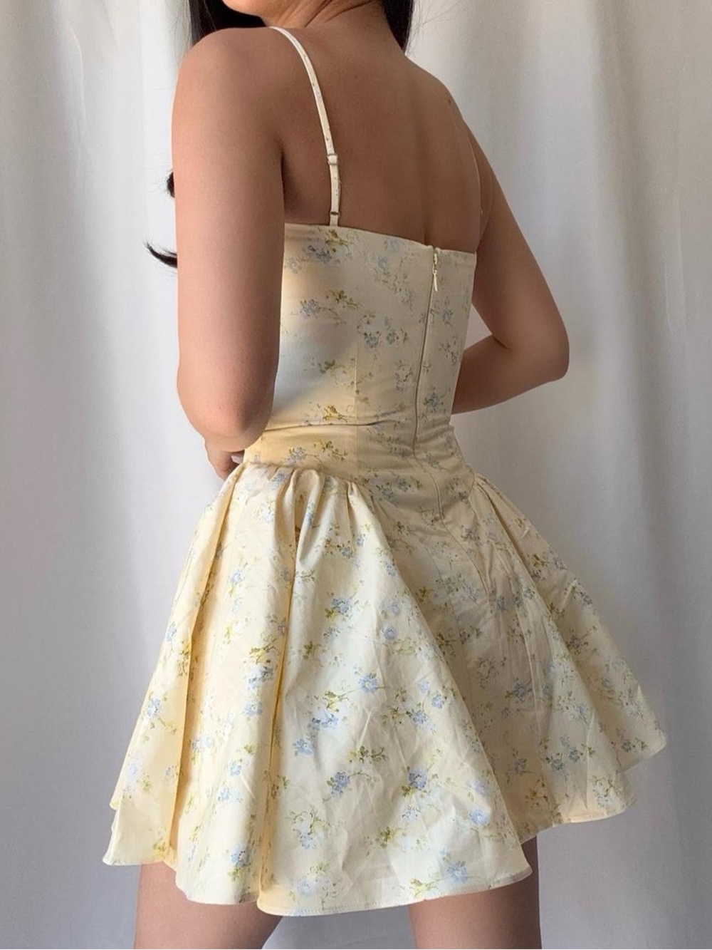 House of CB SAMARIA Lemon Floral Print Cotton Corset Mini Dress - Picture 4 of 4